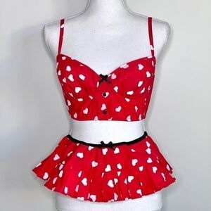 Frederick’s of Hollywood Heart Bustier Skirt Set